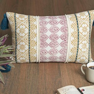 Aztec striped pattern printed  with shaggy cushion cover
