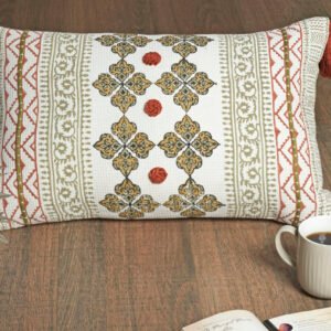 Modernised floral printed with embroidery  cushion cover