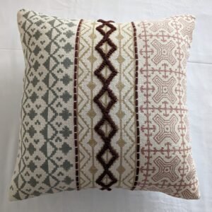 Multicolour geometrical block printed cushion cover