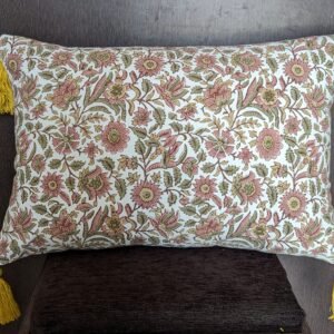 Intricate botanical printed cushion cover