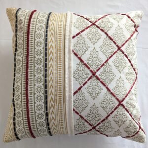 Harmonizing block printed  with embroidery cushion cover