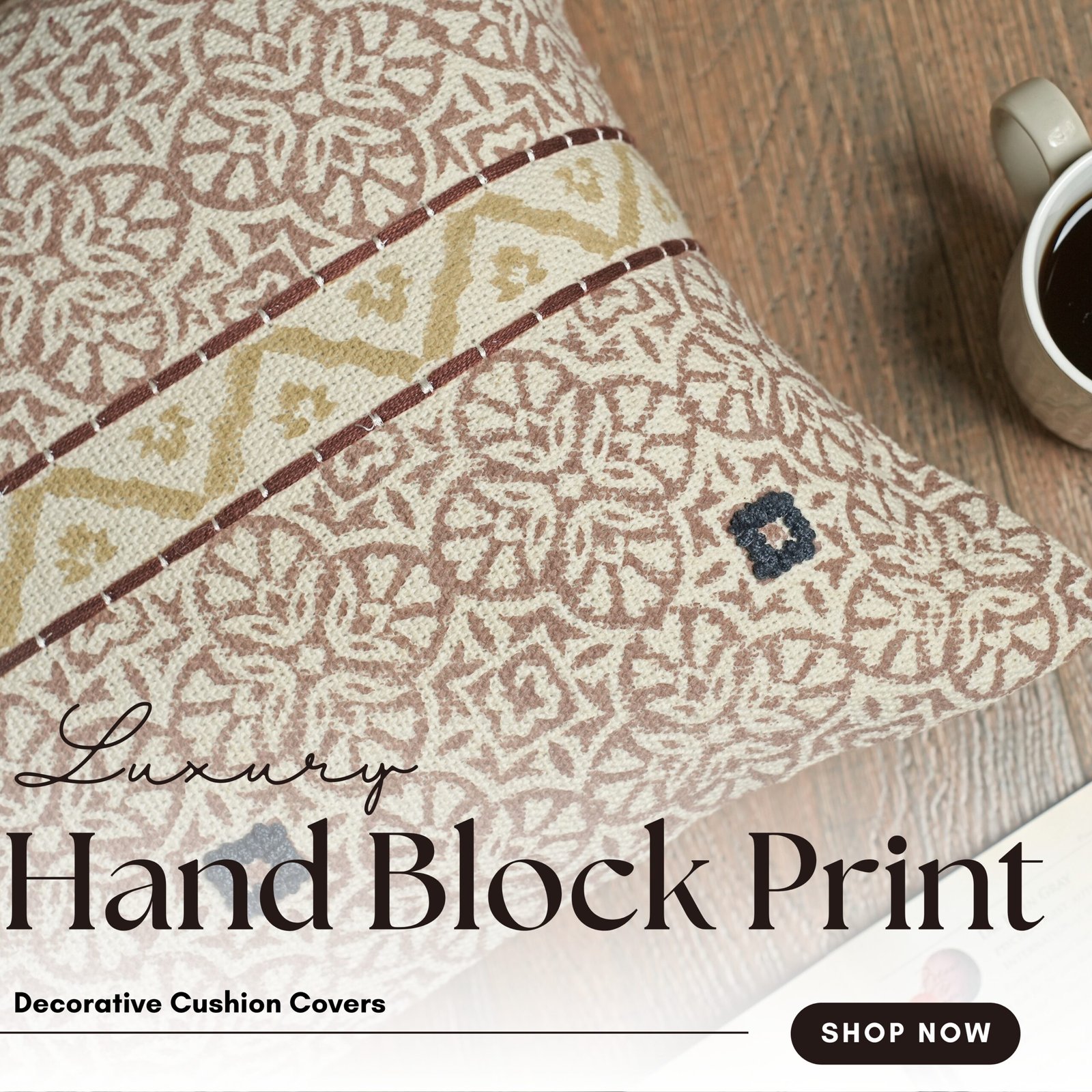 Intricate floral printed with embroidery cushion cover - Image 6