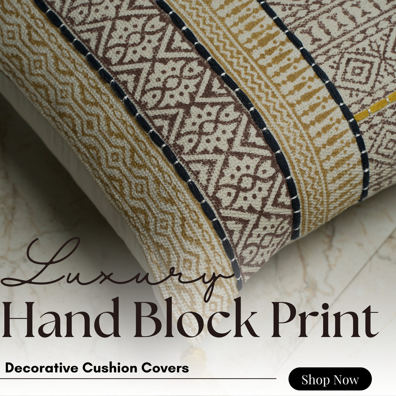 Geometrical  block printed cushion cover - Image 6