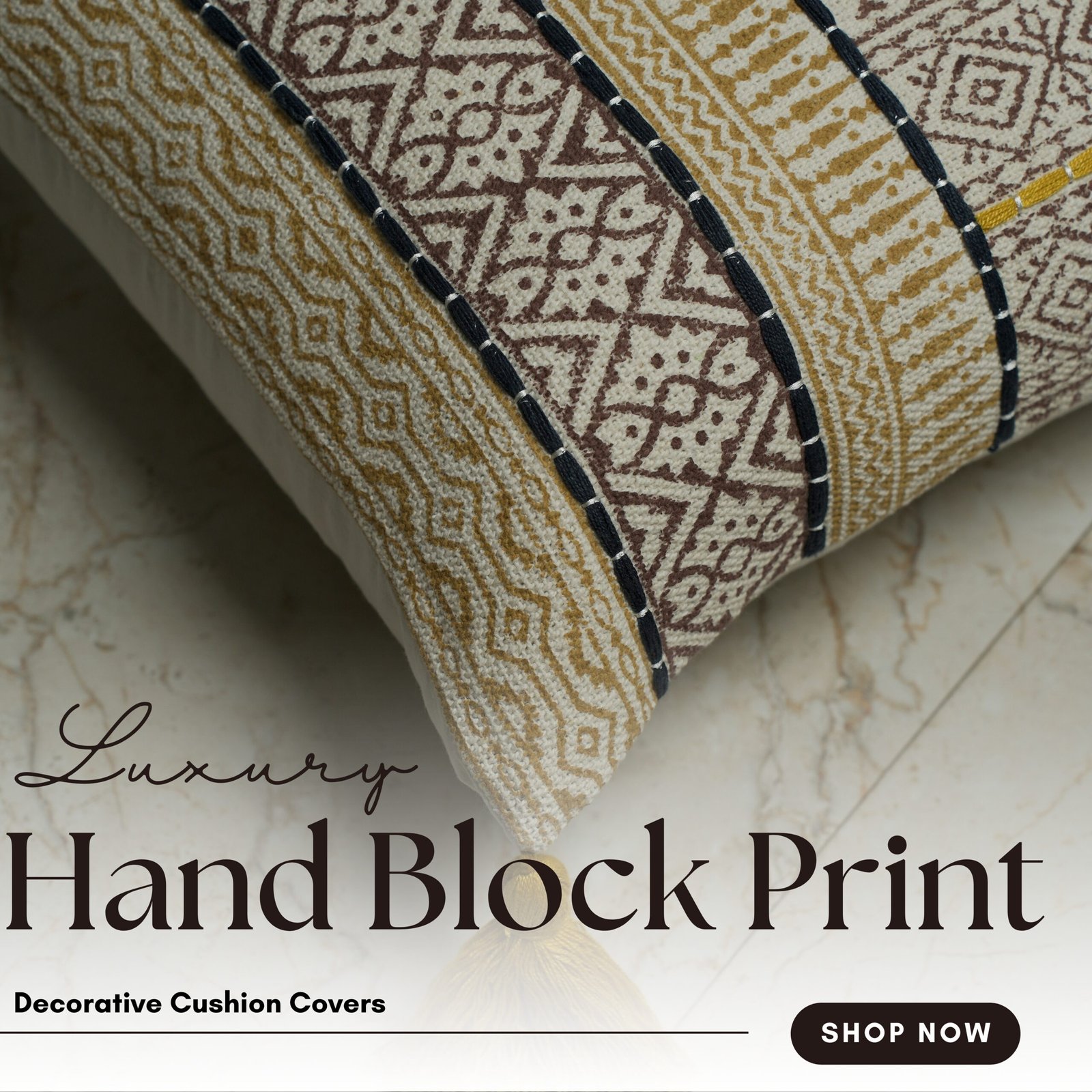 Geometrical  block printed cushion cover - Image 7