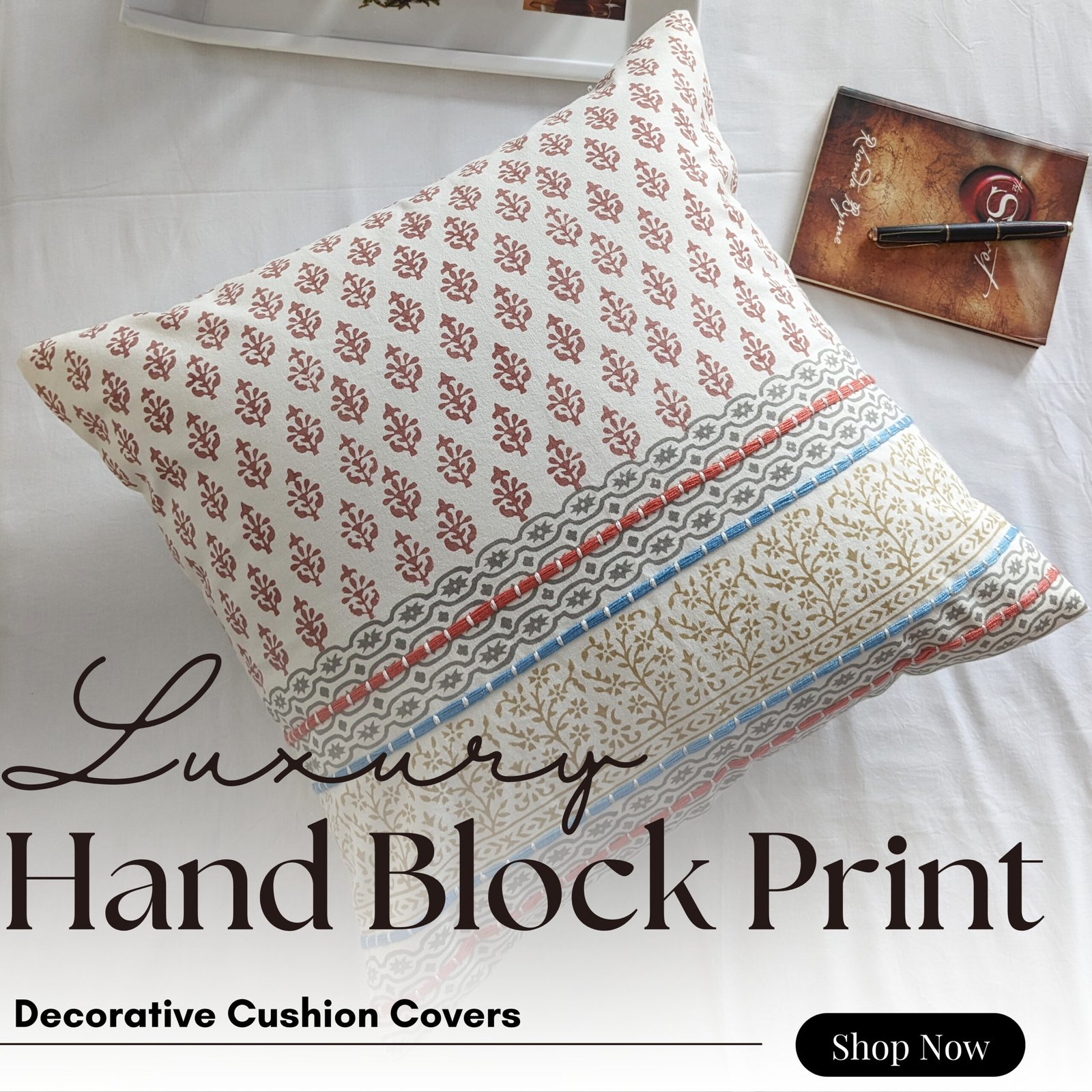 Mix and match  printed with embroidery cushion cover - Image 8