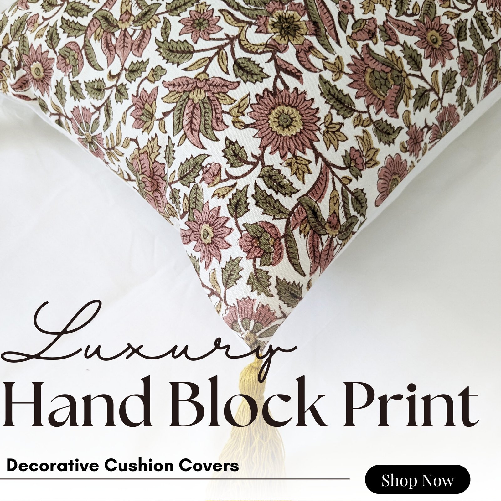 Intricate botanical printed cushion cover - Image 8