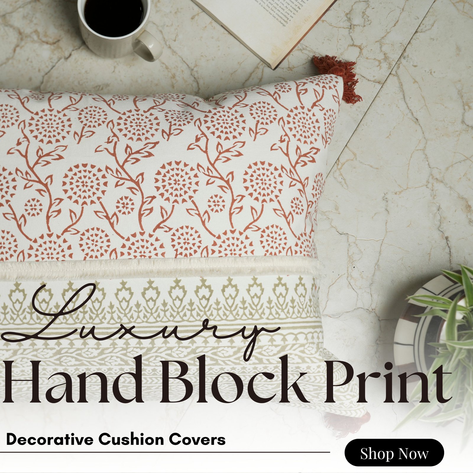 Elegant rust  floral printed with shaggy  cushion cover - Image 8