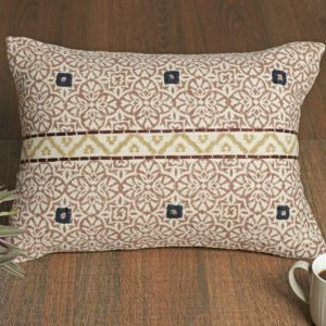 Intricate floral printed with embroidery cushion cover